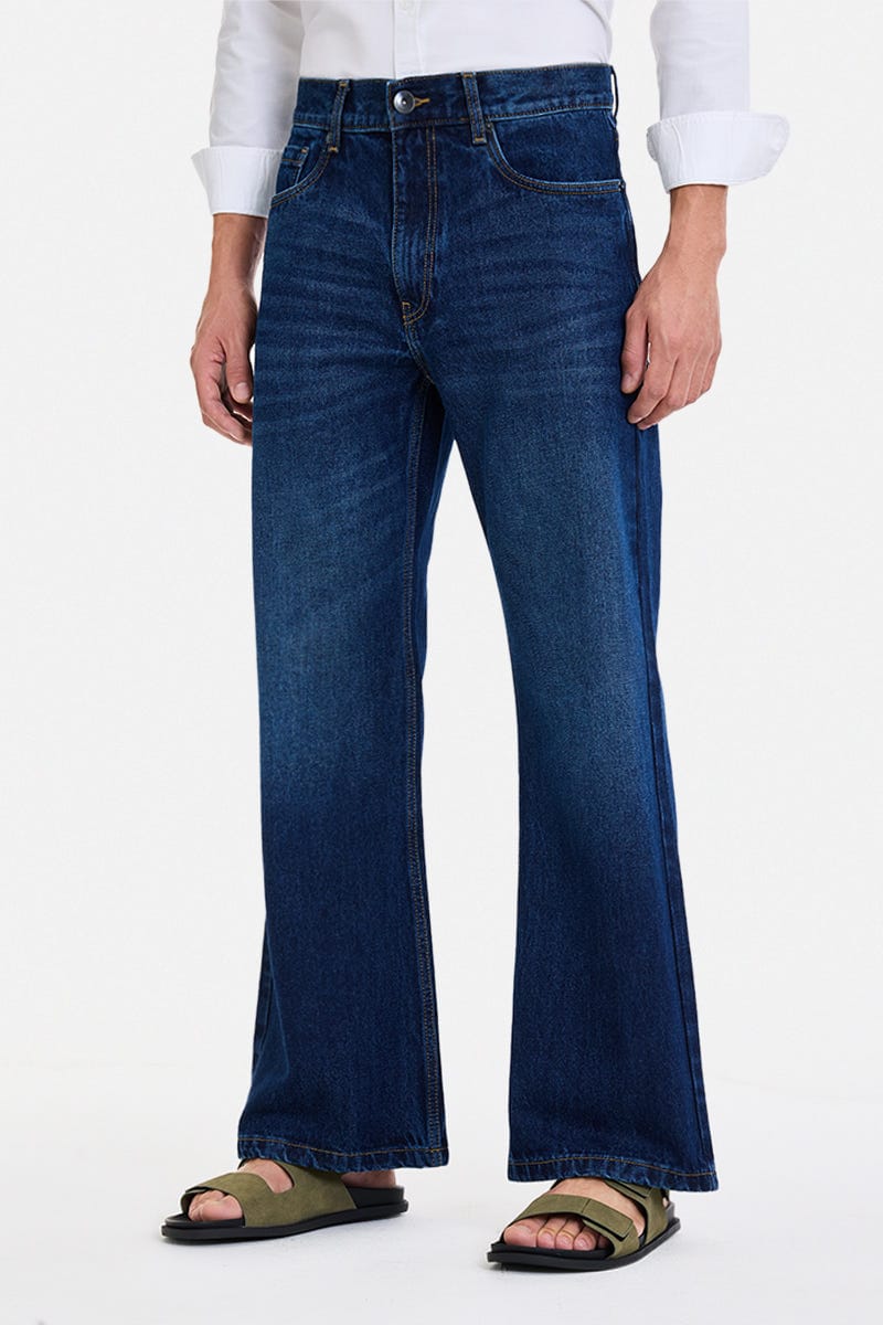 Flared Fit Washed Jeans